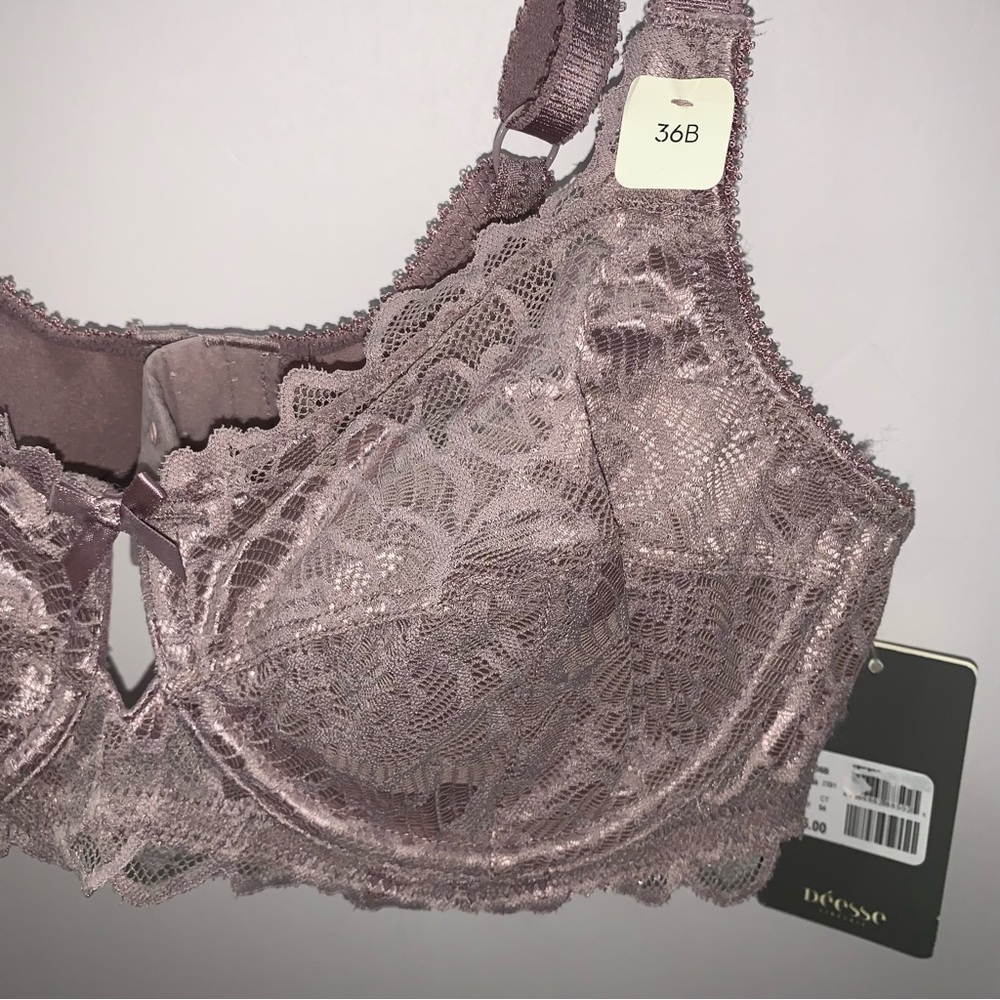 DEESSE size 36 B LACE UNDERWIRE BRA keyhole penningtons addition elle NWT - Picture 7 of 15